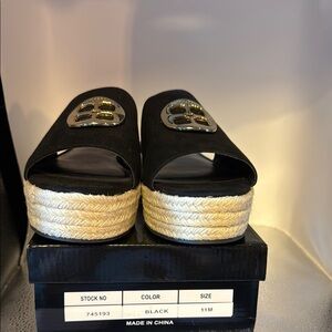 IMAN Black Espadrille Slip-On Shoes​